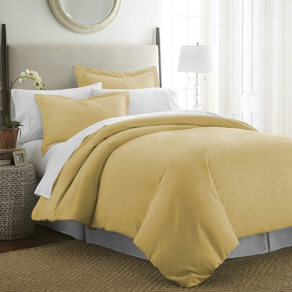 Ienjoy Home Double Brushed Solid Duvet Cover Set, Full/Queen - Gold
